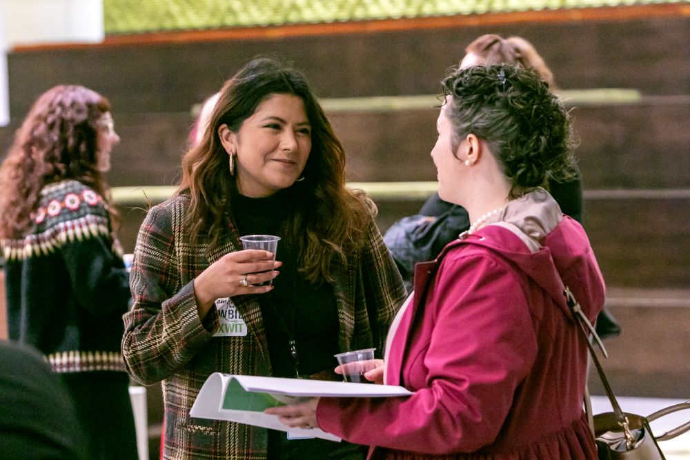 Two women chatting 