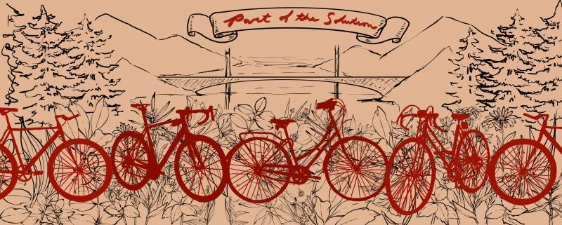 An illustration of bikes. 
