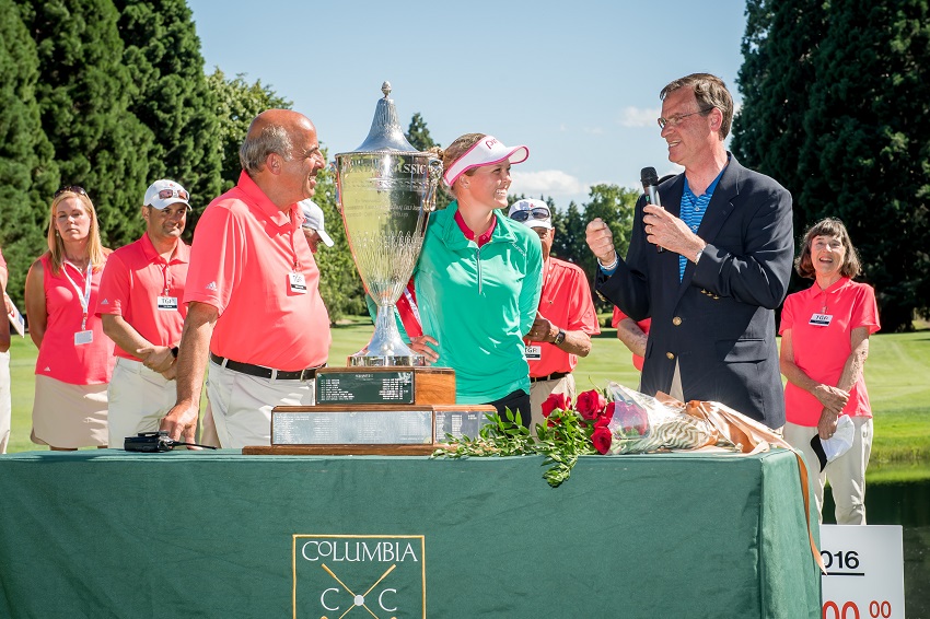 accepting trophy