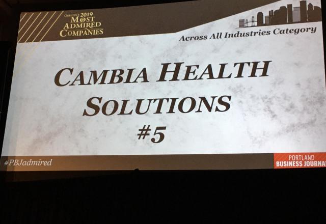 Cambia Health Solutions Most Admired Company 2019