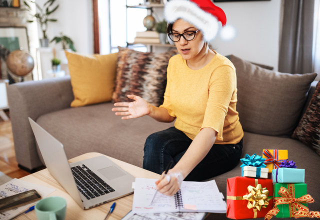 Employee working from home during the holidays